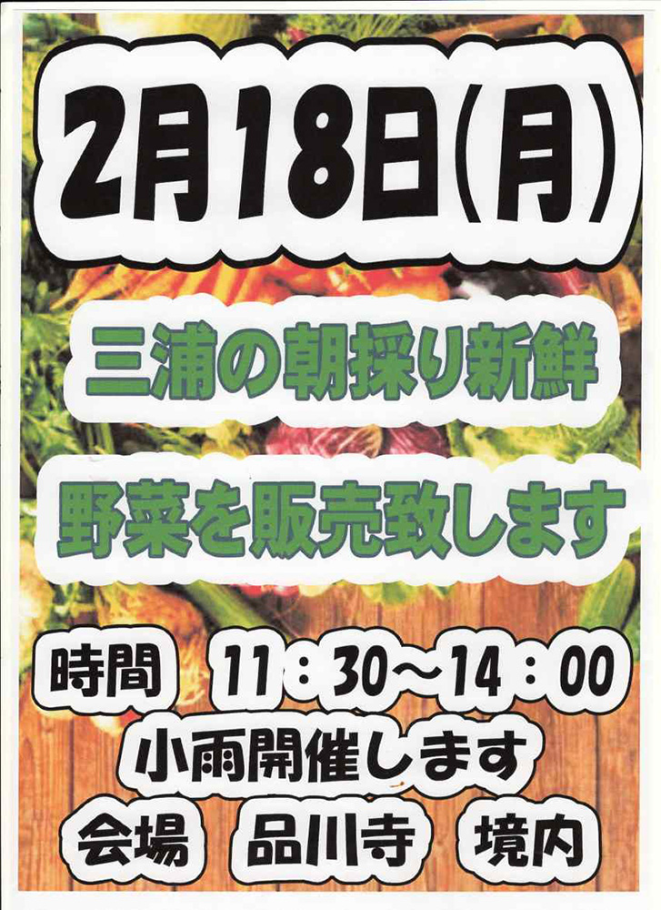 令和7年　2/18（火）三浦新鮮野菜の販売